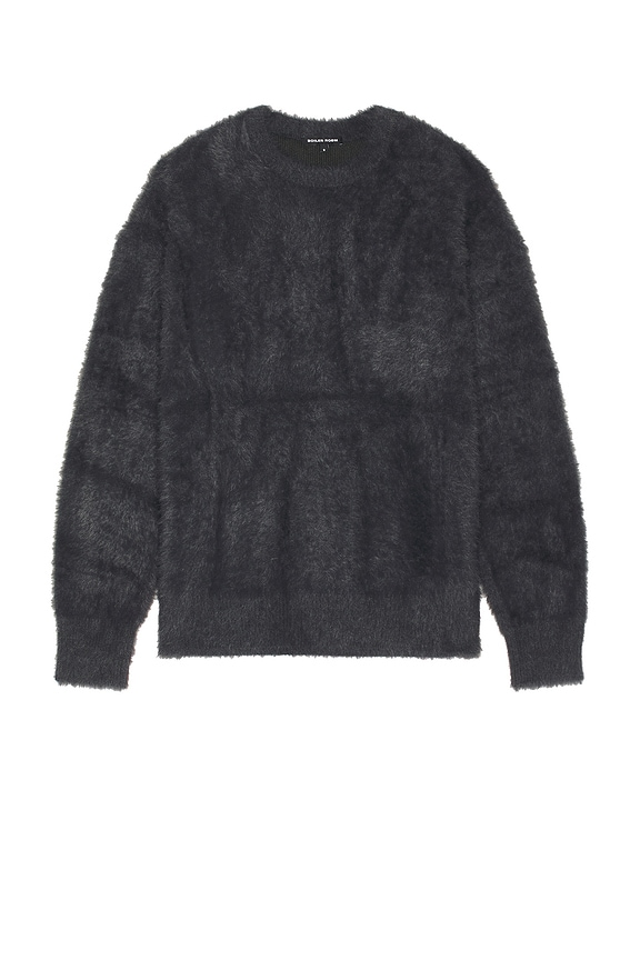 view 2 of 3 Shaggy Knit Crewneck Sweater in Black