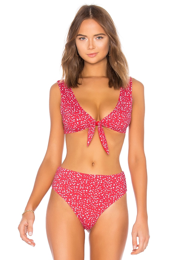 view 1 of 5 Sunset 4 Way Reversible Bikini Top in Fireball Red
