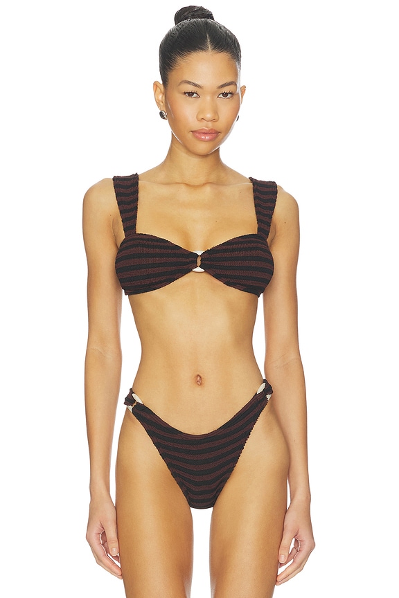 view 1 of 5 Ring Delphi Crop in Carob & Black Dot Stripe