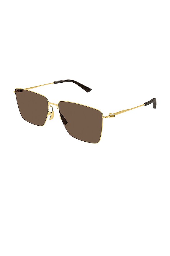 view 2 of 3 Thin Triangle Square Sunglasses in Gold