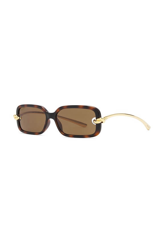 view 2 of 3 Rectangular Sunglasses in Burgundy, Gold, & Brown