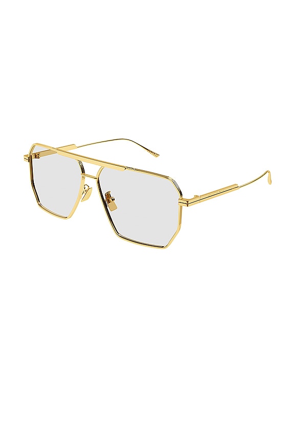 view 2 of 3 メタルヘキサゴナルアビエーターサングラス in Shiny Gold