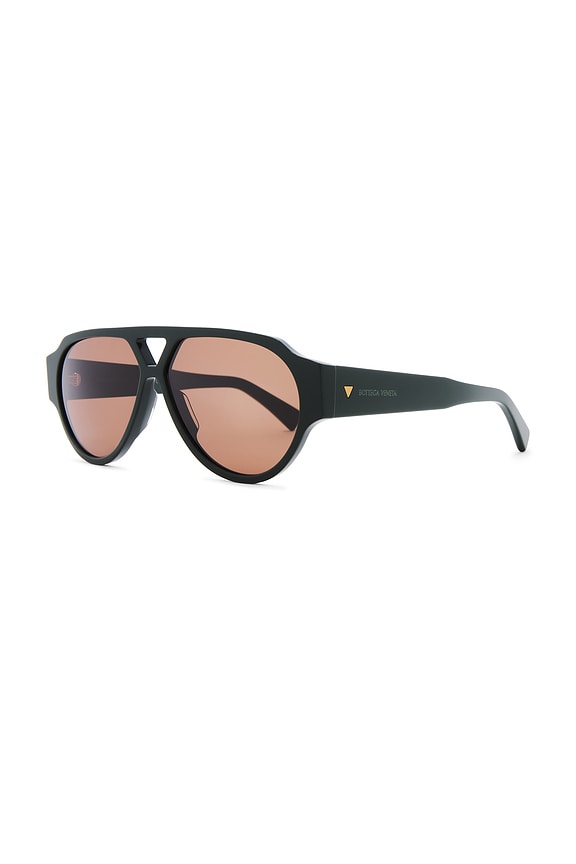 view 2 of 3 Bold Triangle Stud Sunglasses in Green & Brown