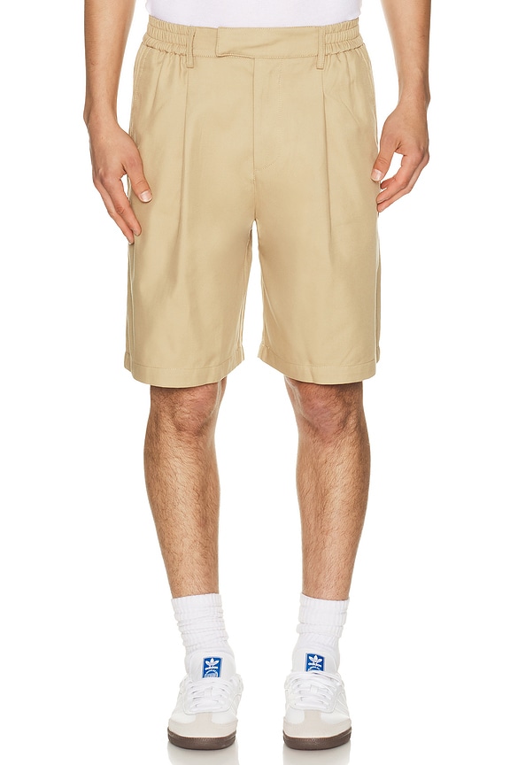 view 1 of 4 Wide Pleated Cotton Short in Camel