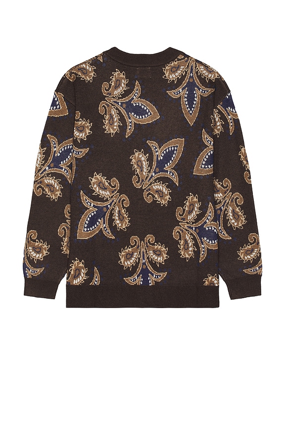 view 2 of 3 Paisley Wool Grandad Cardigan in Brown