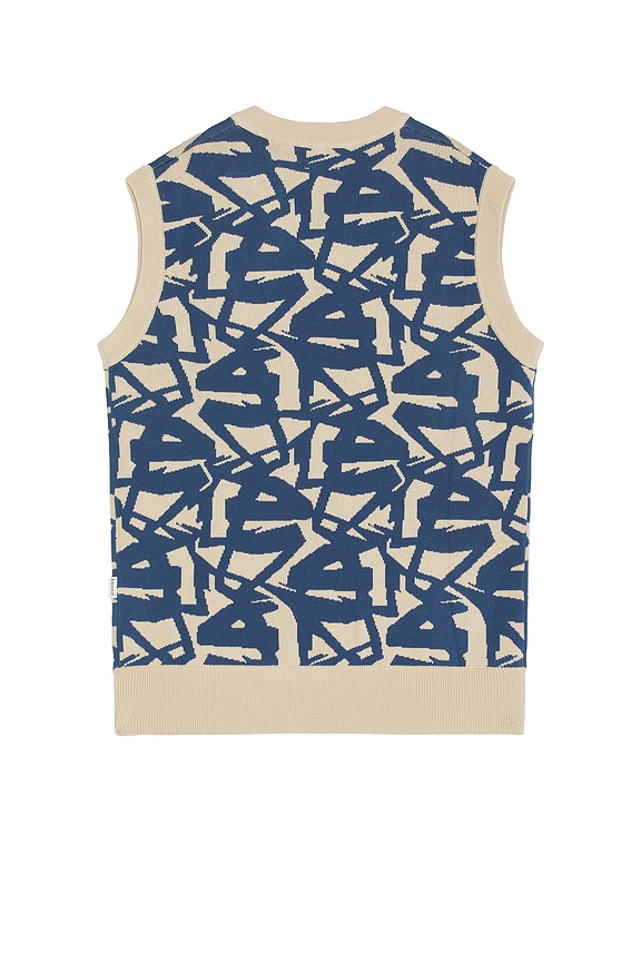 view 2 of 4 Abstract Ocean Vest in Blue & Beige
