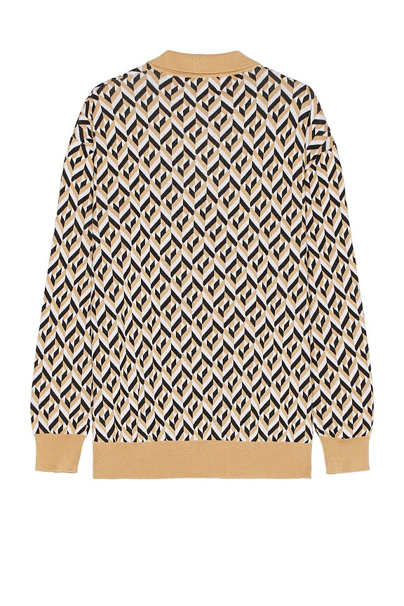 view 2 of 4 Chevron Long Sleeve Polo in Brown