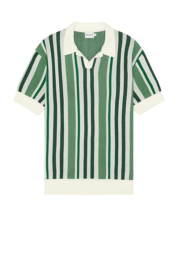 view 2 of 3 Knit Polo in Green Stripe