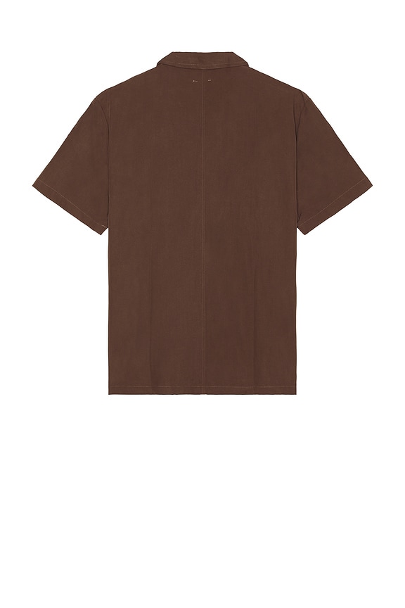 view 2 of 3 Striker Pleated Bowling Shirt in Walnut