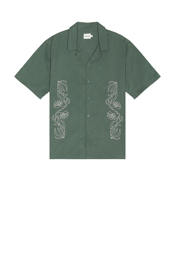 view 1 of 4 Floral Embroidery Shirt in Green