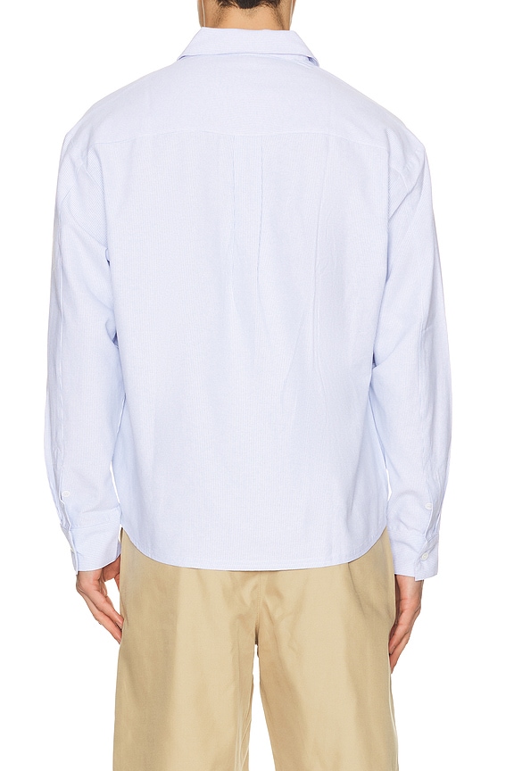 view 2 of 5 Half Button Script Oxford Shirt in Blue