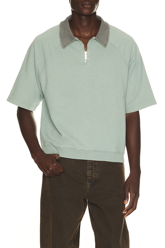 view 1 of 5 Acid Wash Jersey 1/2 Zip Polo in Grey