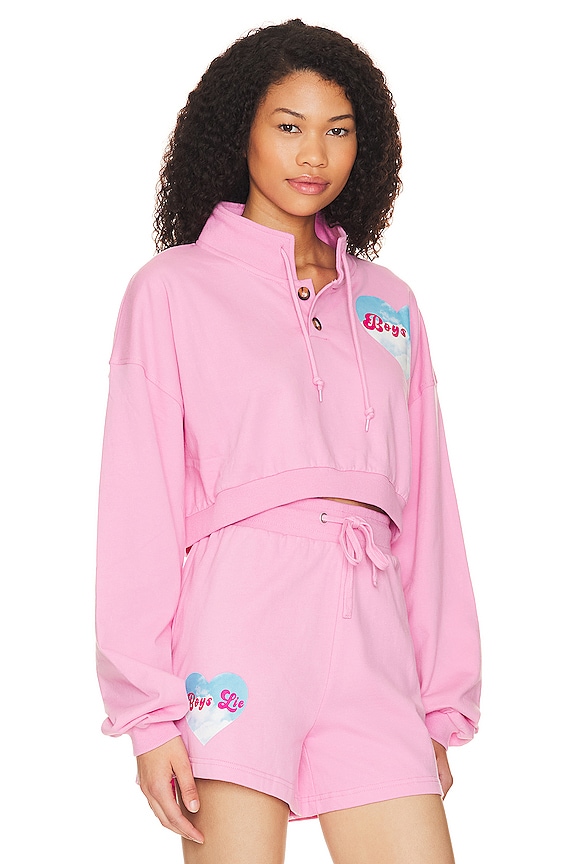 view 2 of 4 Head in the Clouds Henley Crew in Pink