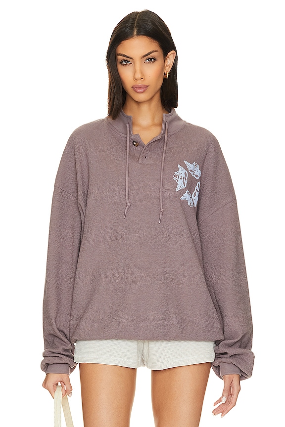 view 2 of 5 Fare Enough Henley Crew in Eggplant