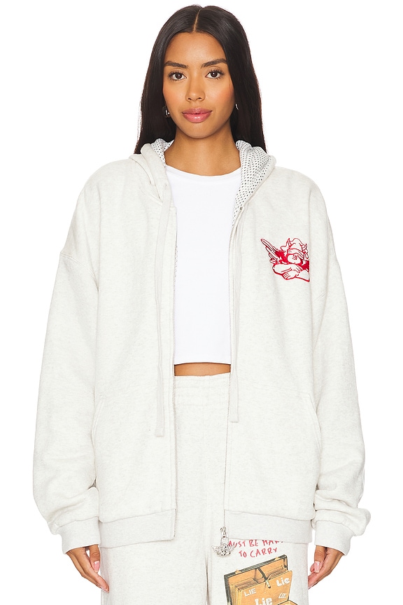 view 2 of 6 SWEAT À CAPUCHE ALL THAT BAGGAGE TERRY NATURAL ZIP UP in Heather Ash Grey