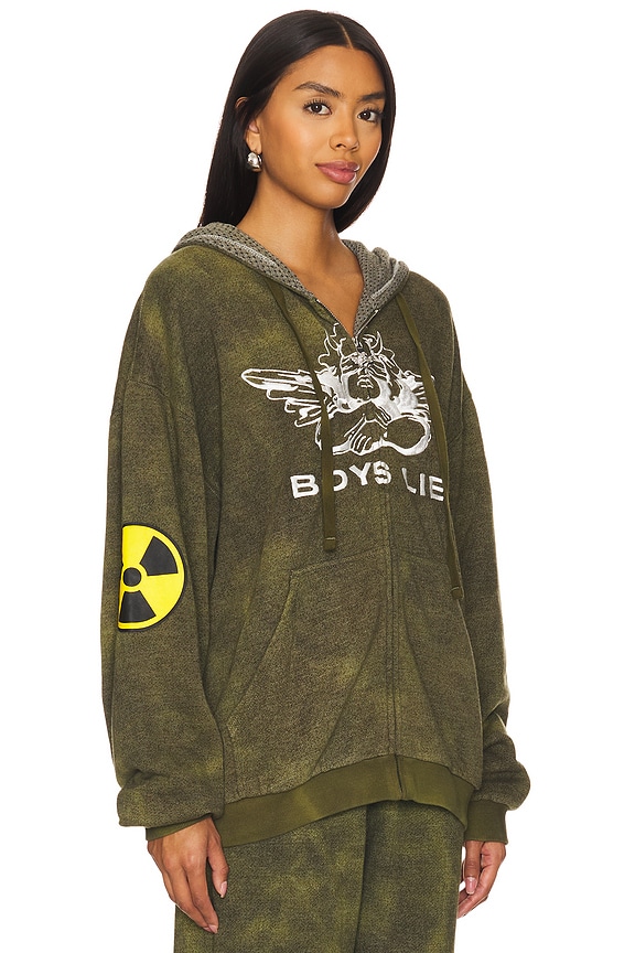 view 2 of 5 Don't Test Me Terry Natural Harley Hoodie in Green