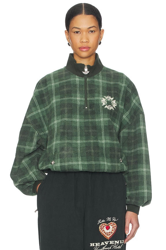 view 2 of 6 JERSEY HEAVENLY ROOM SERVICE FLEECE A1 ALEX in Green Plaid