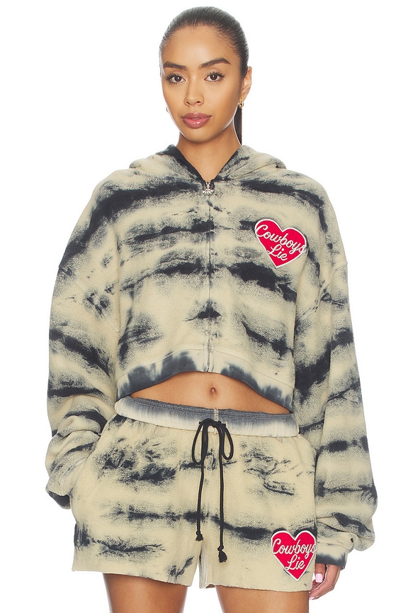view 1 of 4 SWEAT À CAPUCHE COWBOYS LIE BRUSHED FLEECE ALEX ZIP-UP in Sand Multi