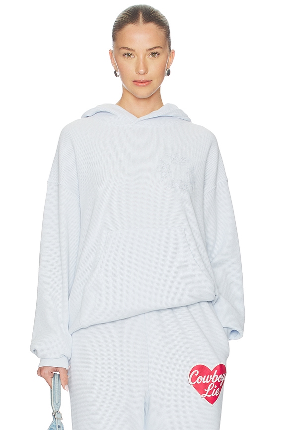 view 2 of 5 Cowboys Lie Terry Natural Racer Hoodie in Light Blue