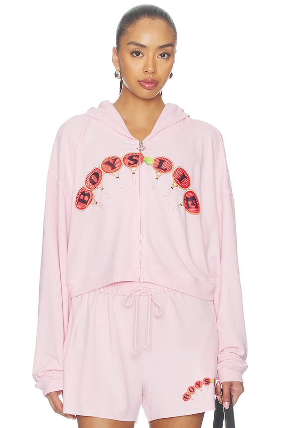 view 2 of 5 Dating Certified Alex Zip-up Hoodie in Pastel Pink