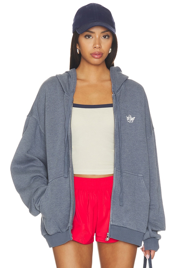 view 2 of 5 SWEAT À CAPUCHE I MISS NOTHING ABOUT YOU HARLEY ZIP-UP in Blue