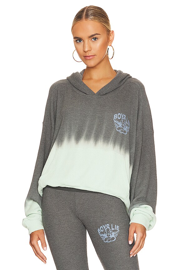 view 2 of 6 That's Why Thermal Hoodie in Mint Tie Dye