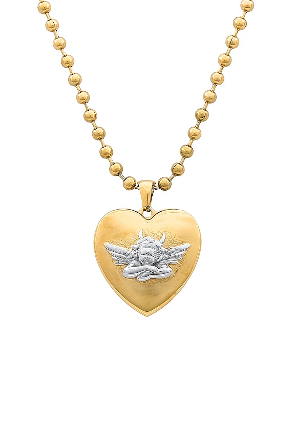 view 2 of 3 Locket Angel Necklace in Silver & Gold