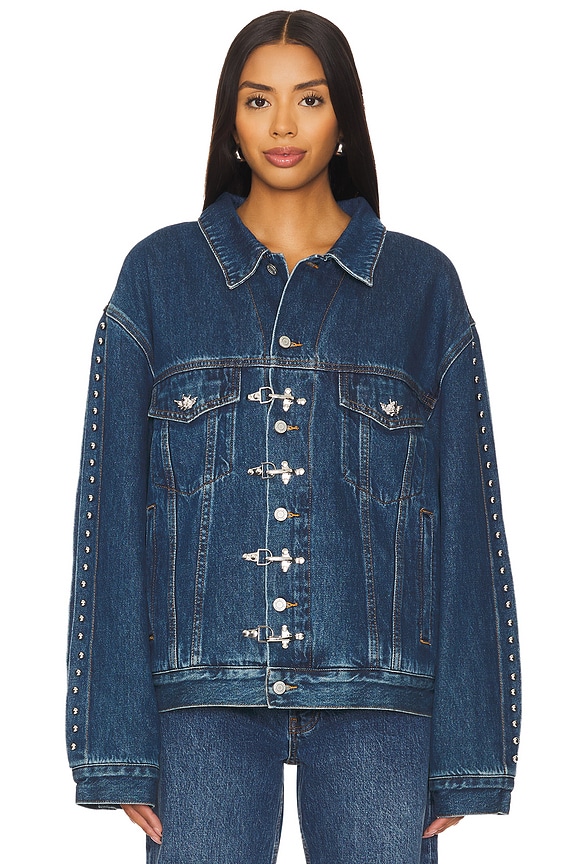 view 2 of 6 Stitch Me Up Denim Straight Jacket in Blue