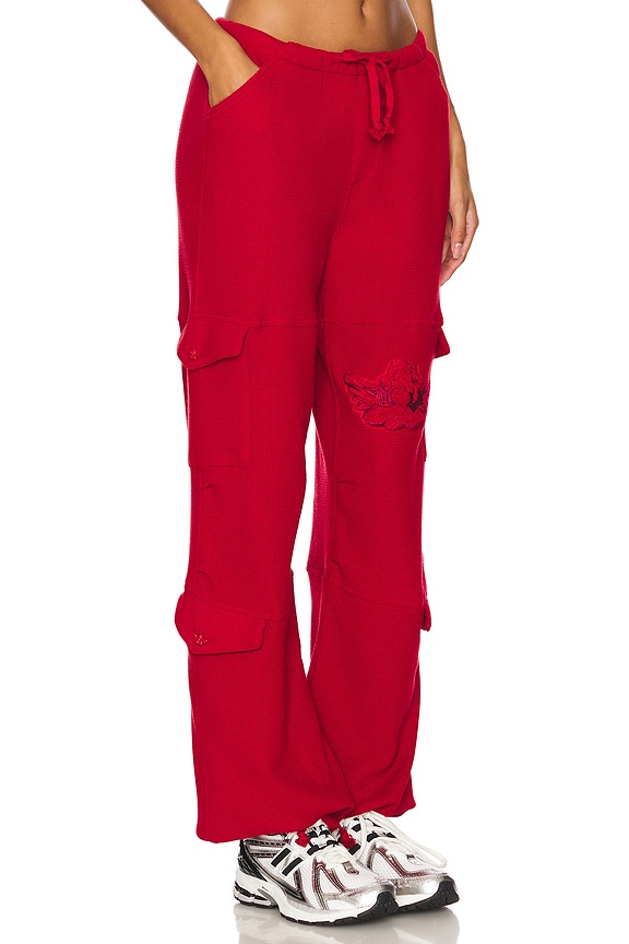 view 2 of 6 Red Roses, Red Roses Thermal Roth Pant in Red