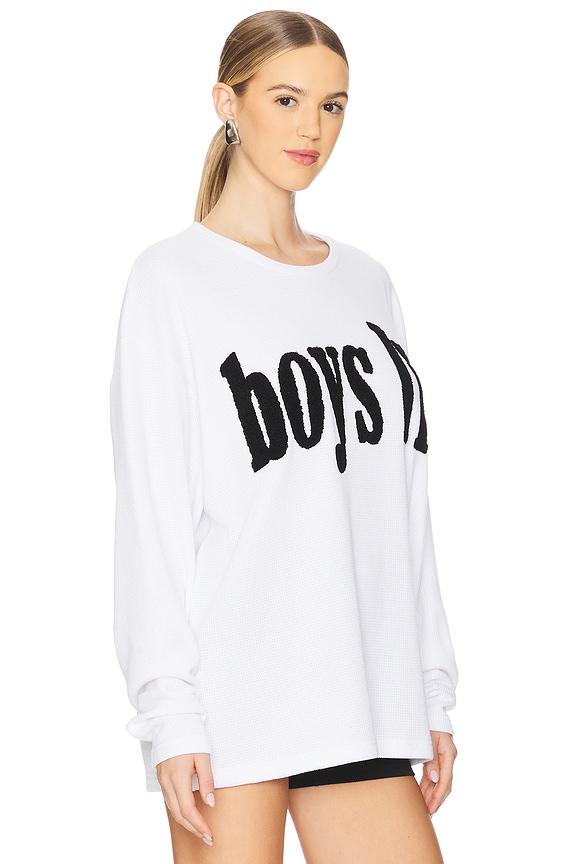 view 2 of 4 Don't Text Them Back Thermal Long Sleeve Top in White