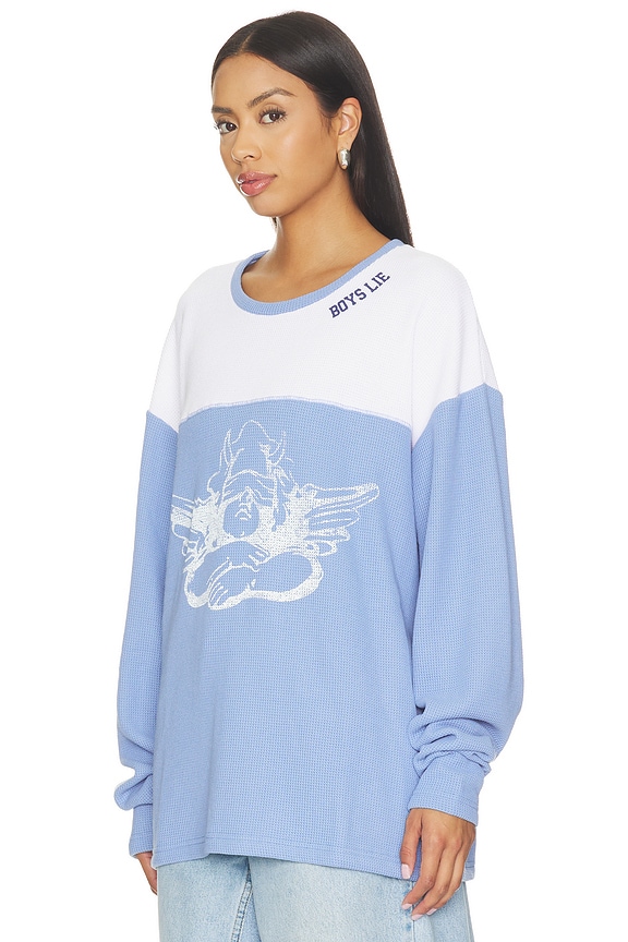 view 2 of 5 Varsity Blues Thermal Long Sleeve Top in Blue