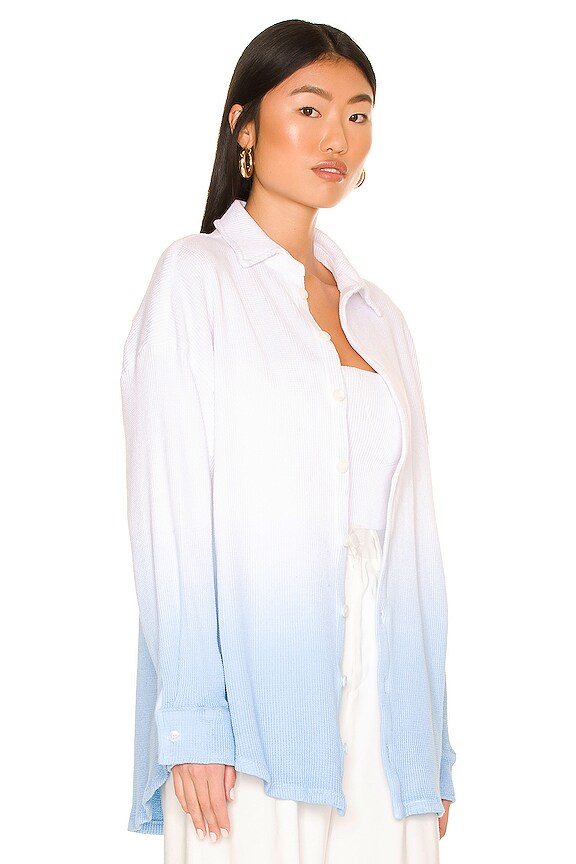 view 2 of 4 Peace of Reign Thermal Button Down in Blue