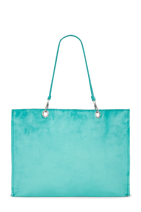 view 2 of 4 Velour Tote Bag in Turquoise