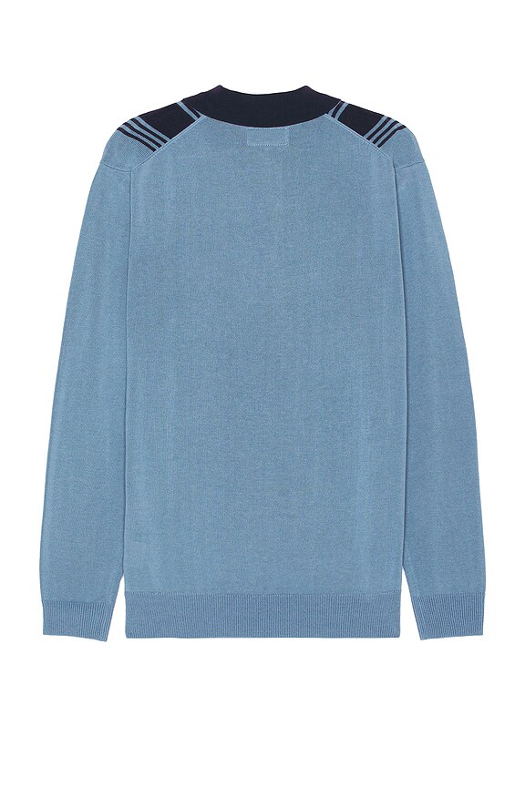 view 2 of 3 Knit Polo Stripe 12g in Blue