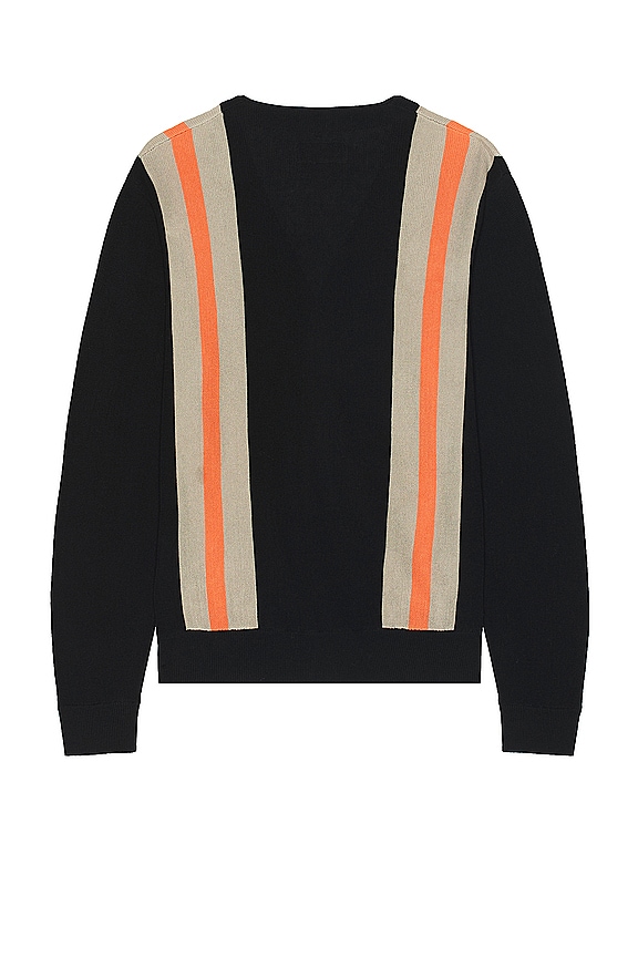 view 2 of 3 Cardigan Stripepatchwork Like Jacquard in Black