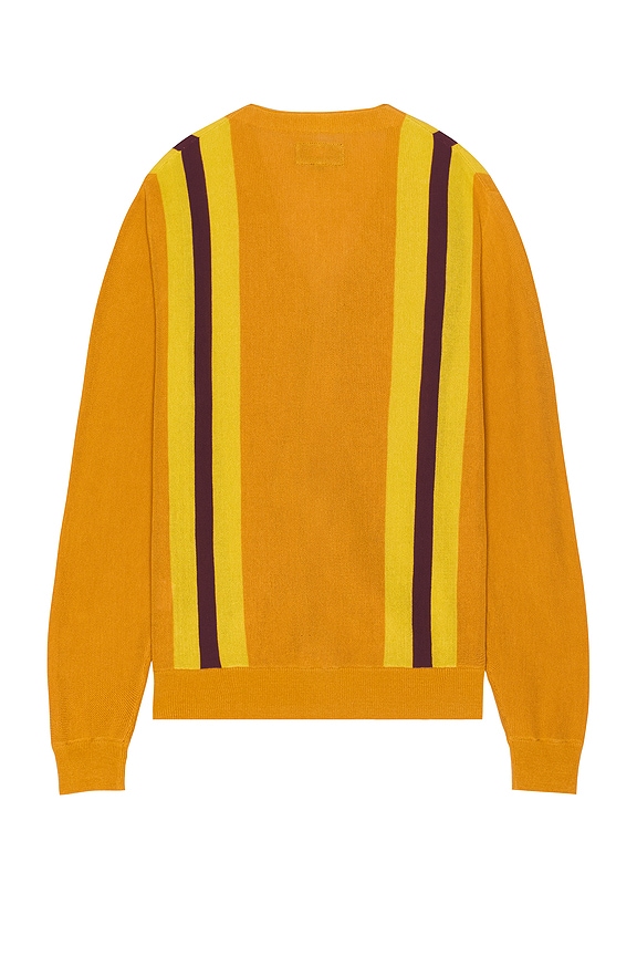 view 2 of 3 Cardigan Stripepatchwork Like Jacquard in Mustard