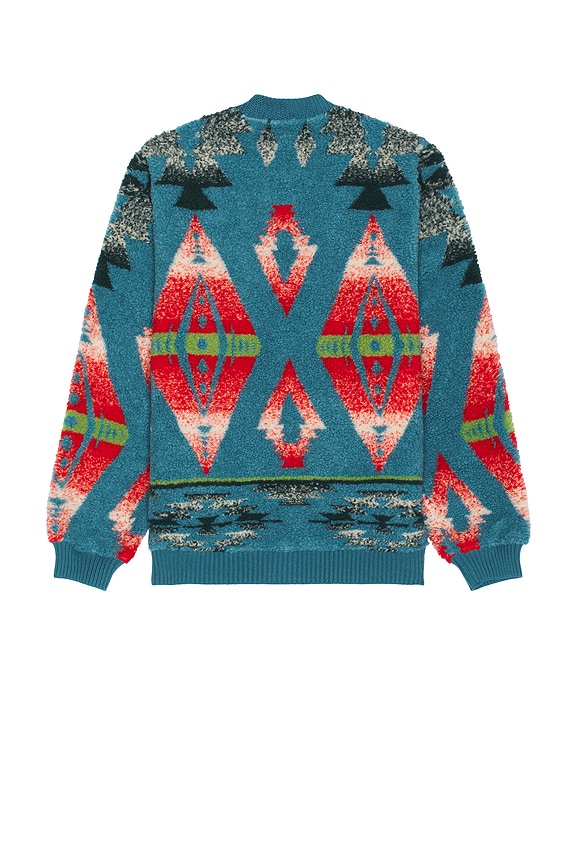 view 2 of 3 Cardigan Boa Jacquard in Turquoise