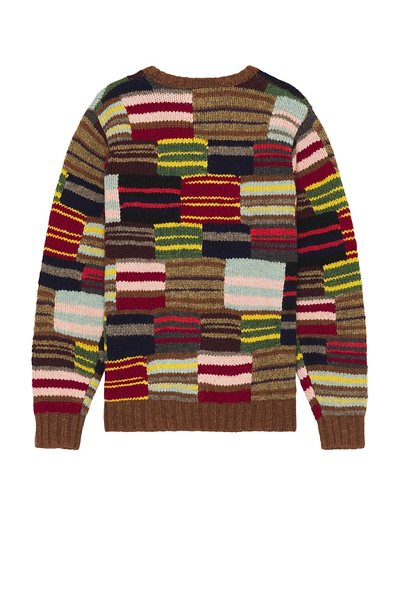 view 2 of 3 Crew Hand Knit Patchwork Sweater in Stripe
