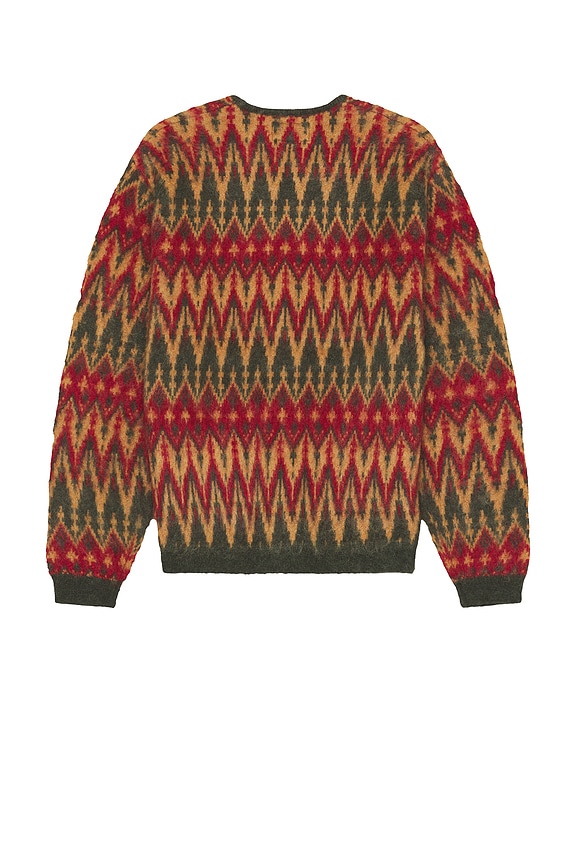 view 2 of 3 Cardigan Double Jacquard Chevron Pattern in Green