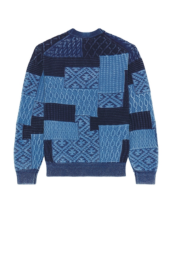 view 2 of 4 Cardigan Indigo Patchwork Like Jacquard in Indigo