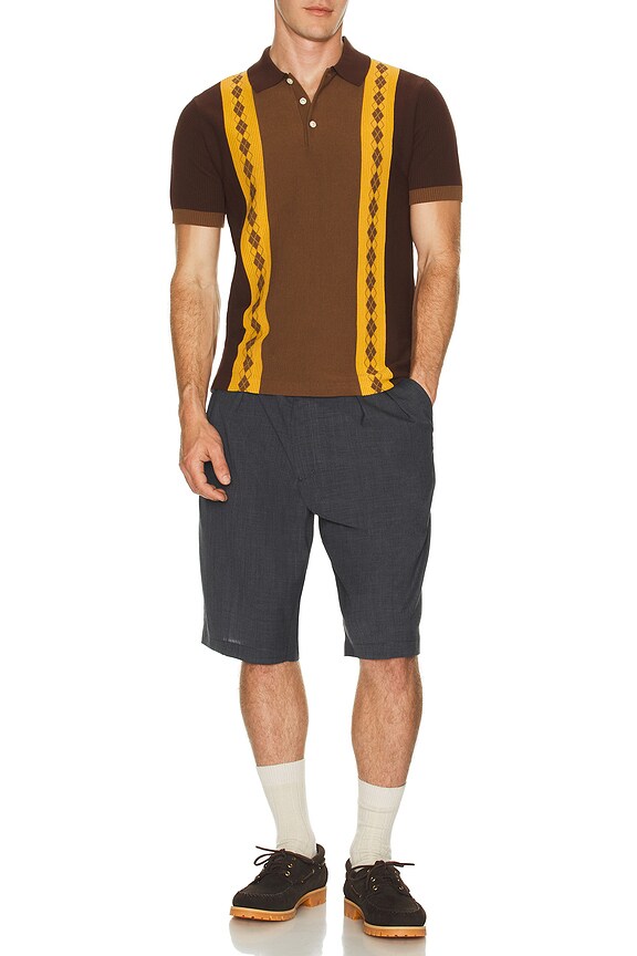 view 2 of 4 Knit Polo Stripe Argyle in Brown