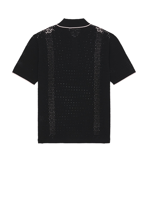view 2 of 4 Knit Polo Mesh Stripe in Black