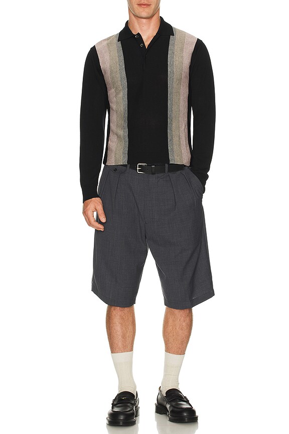 view 2 of 4 Knit Polo Stripe Argyle in Black