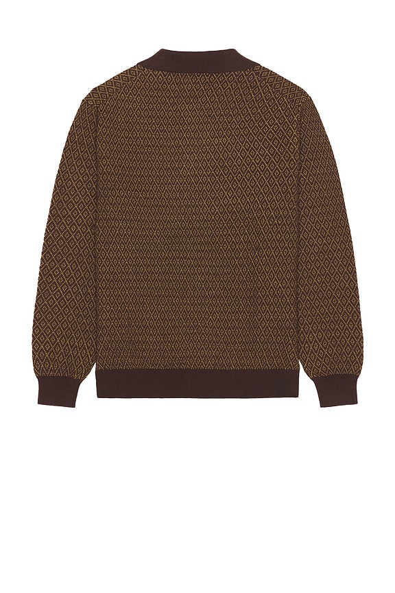 view 2 of 4 Knit Polo Diamond Pattern in Brown