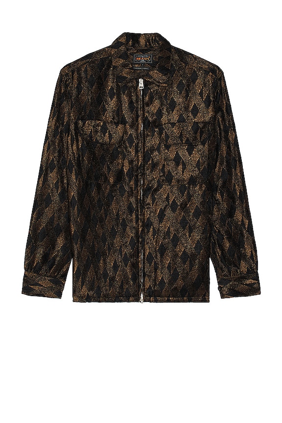 Beams Plus Zipper Front Diamond Pattern Jacquard Jacket in Black | REVOLVE