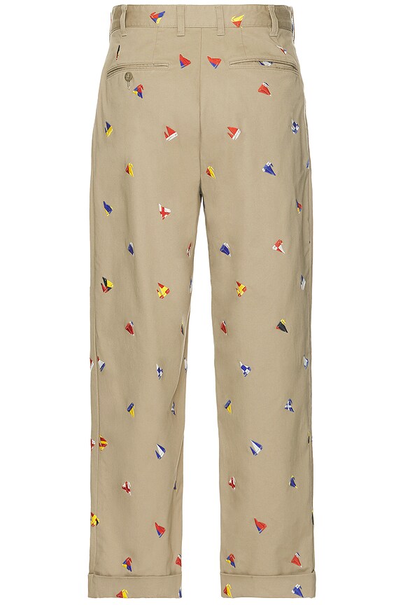 view 2 of 5 2 Pleats Trousers Embroidery On Print in Khaki