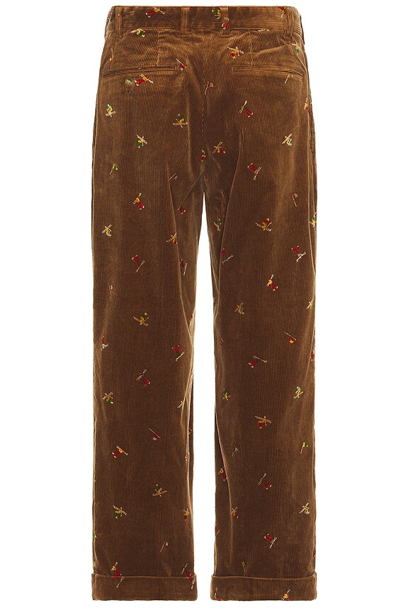 view 2 of 5 2 Pleats Trousers Corduroy Embroidery Like On Skier Print in Golden Brown