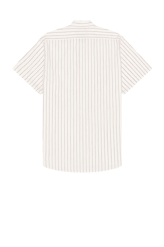 view 2 of 4 Work Short Sleeve Stripe Shirt in White