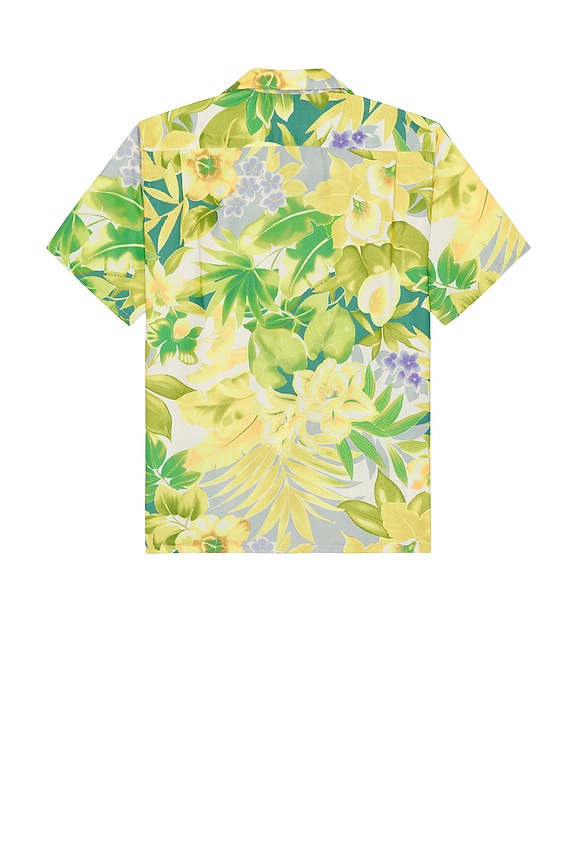 view 2 of 4 Open Collar Tropical Pattern Print in Yellow