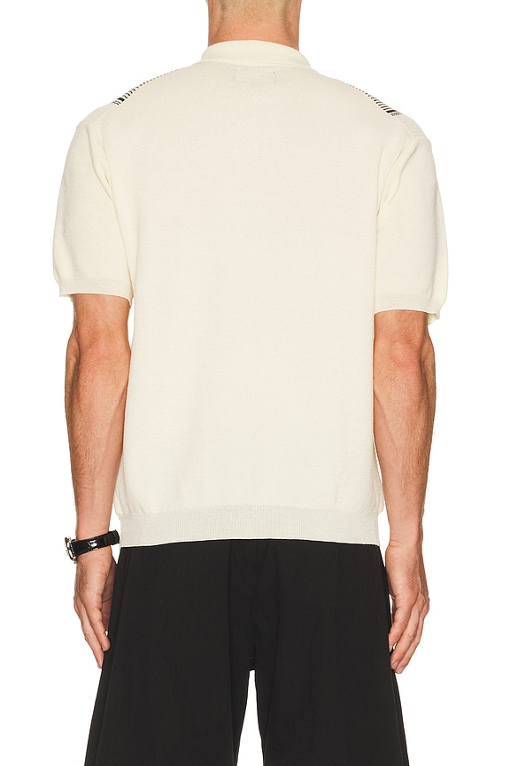 view 2 of 4 Zip Knit Polo Stripe in Off White